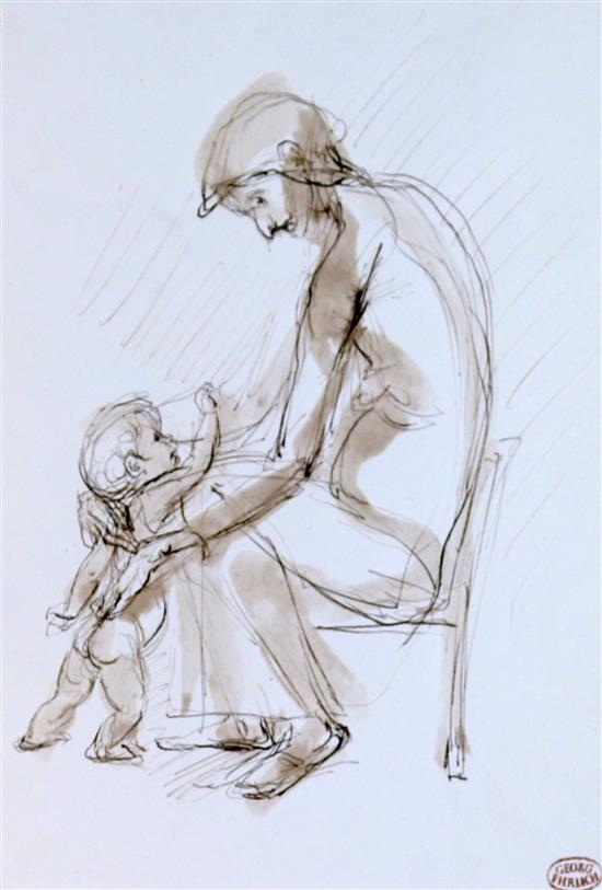 Georg Ehrlich (1897-1966) Study of a mother and child,